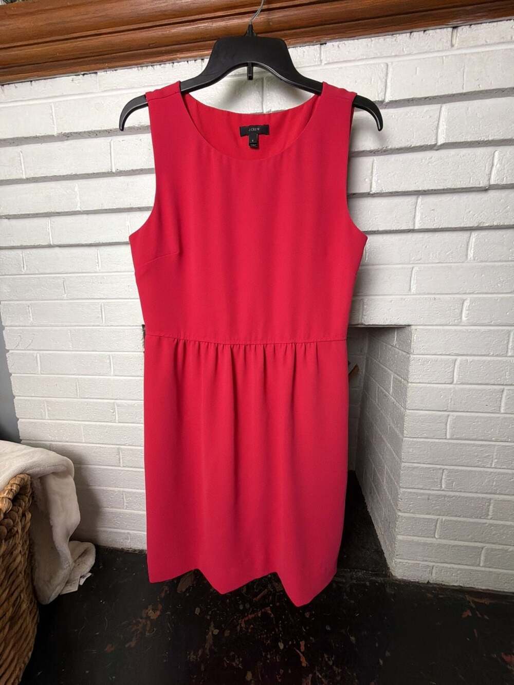 J. Crew Camille Poppy Red Crepe Sleeveless Dress Size 8